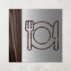 Plaque restaurant en métal et bois