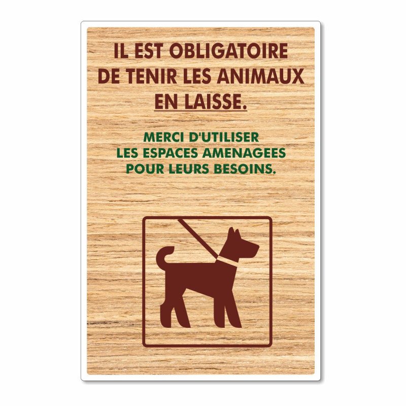 Panneau il est obligatoire de tenir les animaux en laisse