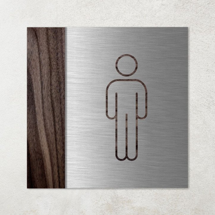 Plaque hommes en métal et bois