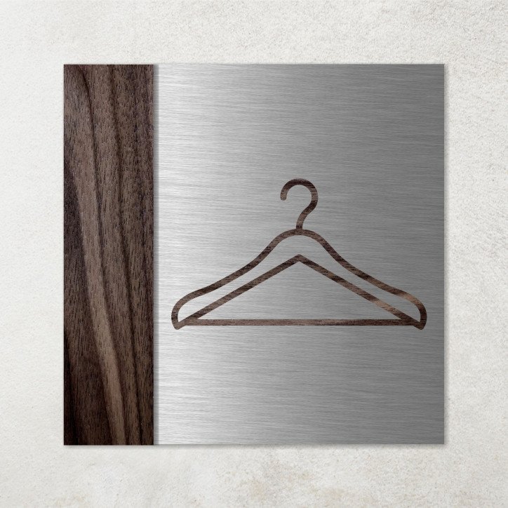 Plaque vestiaire, hommes, femmes, mixte en métal et bois