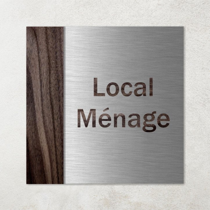 Plaque local ménage bois et métal composite