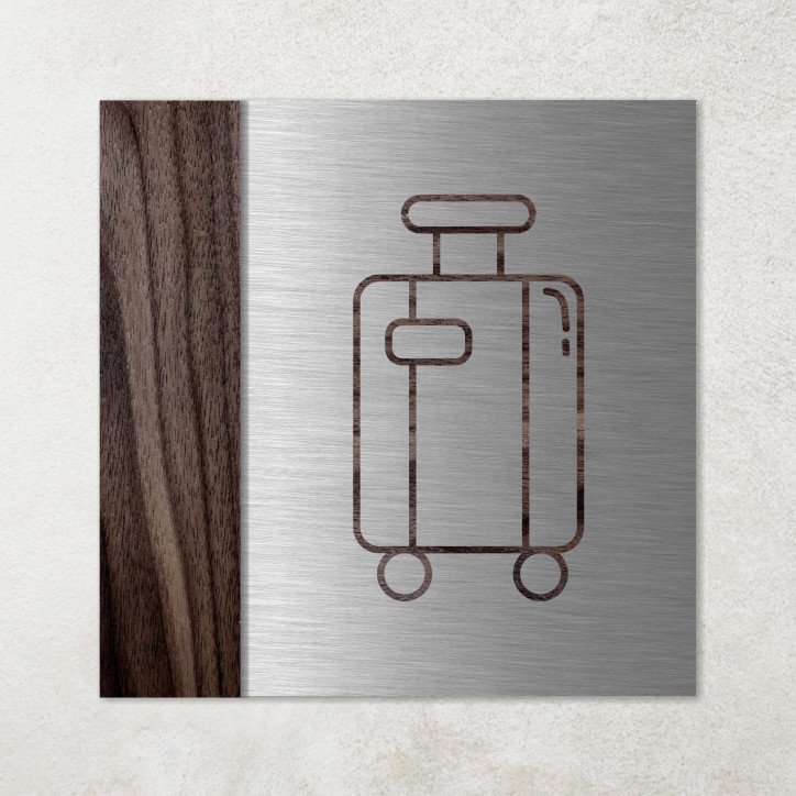 Plaque consigne à bagages bois et métal composite
