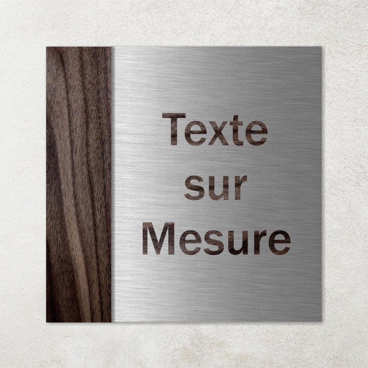 Plaque texte sur mesure en métal composite et bois