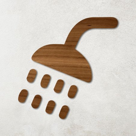 Pictogramme en bois découpé toilette douche noyer