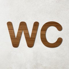 Pictogramme en bois découpé toilette WC noyer