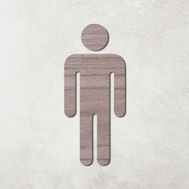 Pictogramme en bois découpé homme, pour toilettes Pictogramme en bois découpé homme, pour toilettes