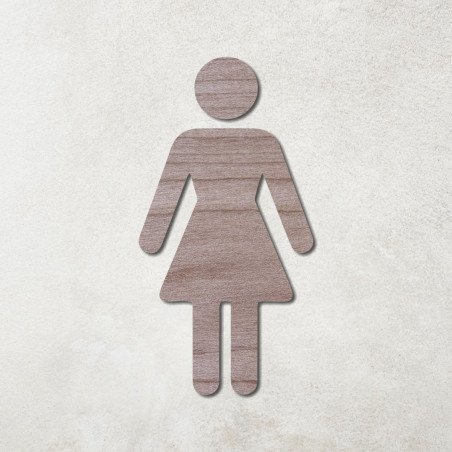 Pictogramme en bois découpé dames, pour toilettes