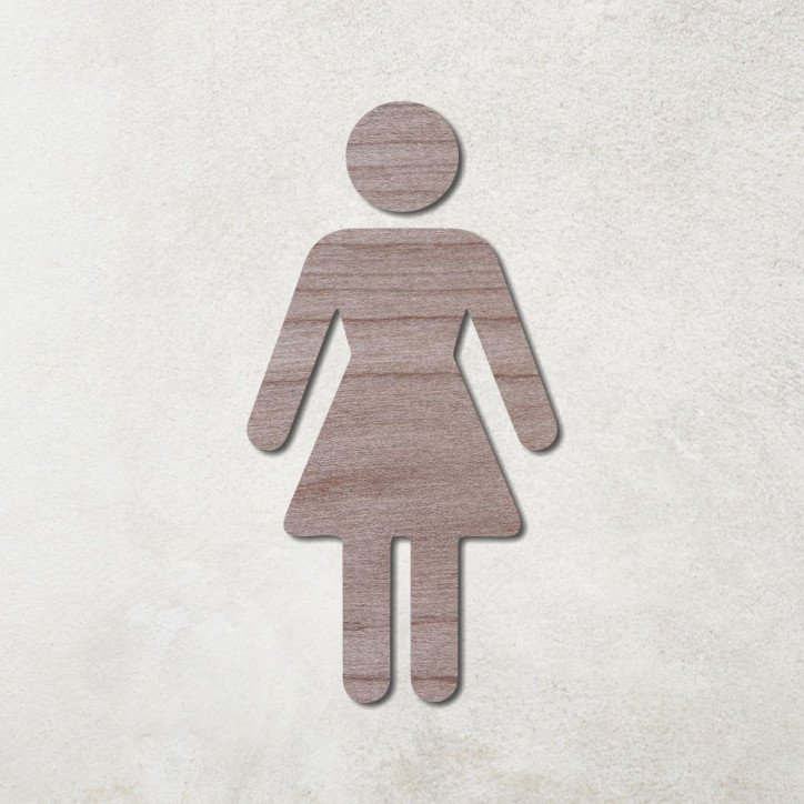 Pictogramme en bois découpé dames, pour toilettes