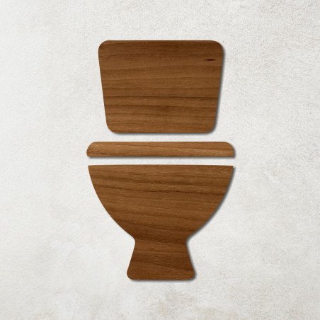 Pictogramme en bois découpé toilette wc noyer