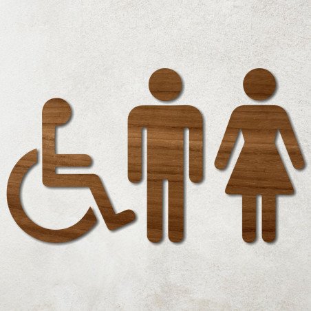 Pictogramme en bois découpé toilette wc noyer