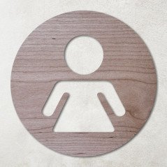 Plaque ronde en bois avec pictogramme femmes évidé