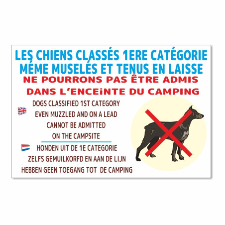 Panneau chiens classés 1ère catégorie