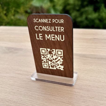 Menu QRCODE– Plaque Signalétique en bois et plexiglass