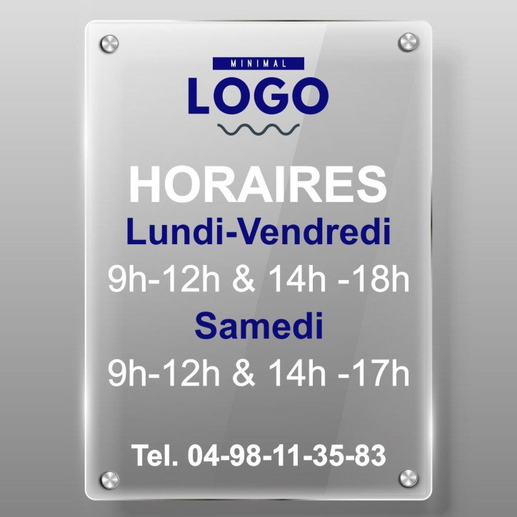 Plaque Horaire Plexiglas 5mm. Panneau Sur Mesure avec Entretoises Plaque Horaire Plexiglas 5mm. Panneau Sur Mesure avec Entretoises