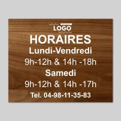 Plaque Horaire Bois Massif Noyer ou Érable
