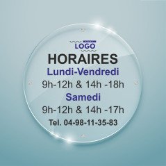 Panneau Horaire Rond en Plexiglas 5mm