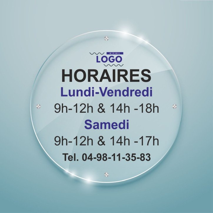 Panneau Horaire Rond en Plexiglas 5mm Panneau Horaire Rond en Plexiglas 5mm