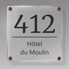 Plaque Numéro Carrée Design - Bords Arrondis | Impression Noire ou Gravure Blanche