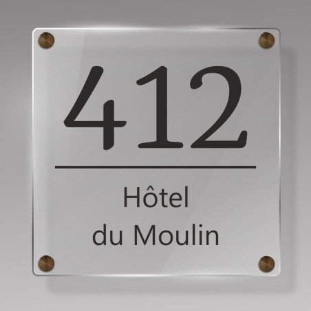 Plaque Numéro Carrée Design - Bords Arrondis | Impression Noire ou Gravure Blanche