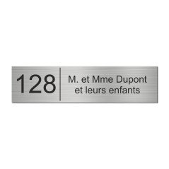 Plaque Aluminium Brossé 200x50mm - Numéro et Nom