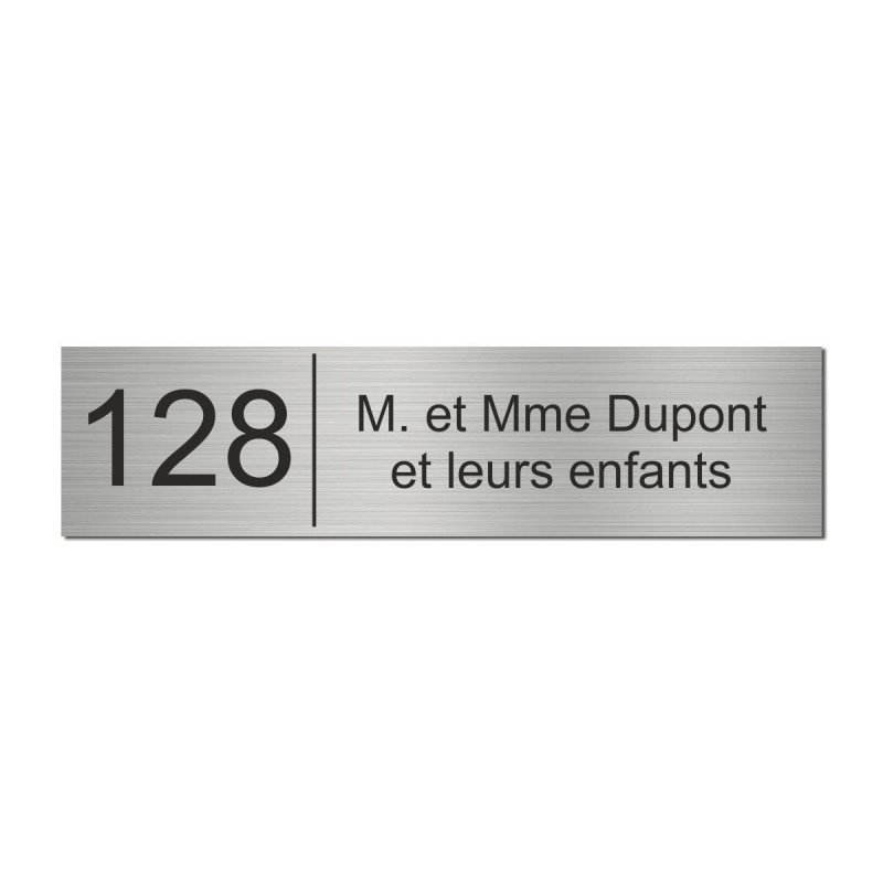 Plaque Aluminium Brossé 200x50mm - Numéro et Nom