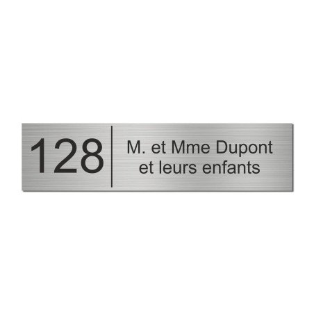 Plaque Aluminium Brossé 200x50mm - Numéro et Nom