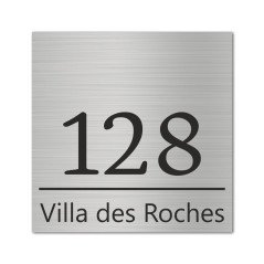 Plaque Numéro Carrée 120x120mm en aluminium brossé