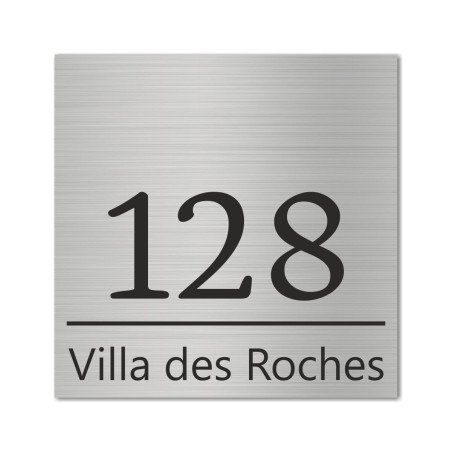 Plaque Numéro Carrée 120x120mm en aluminium brossé