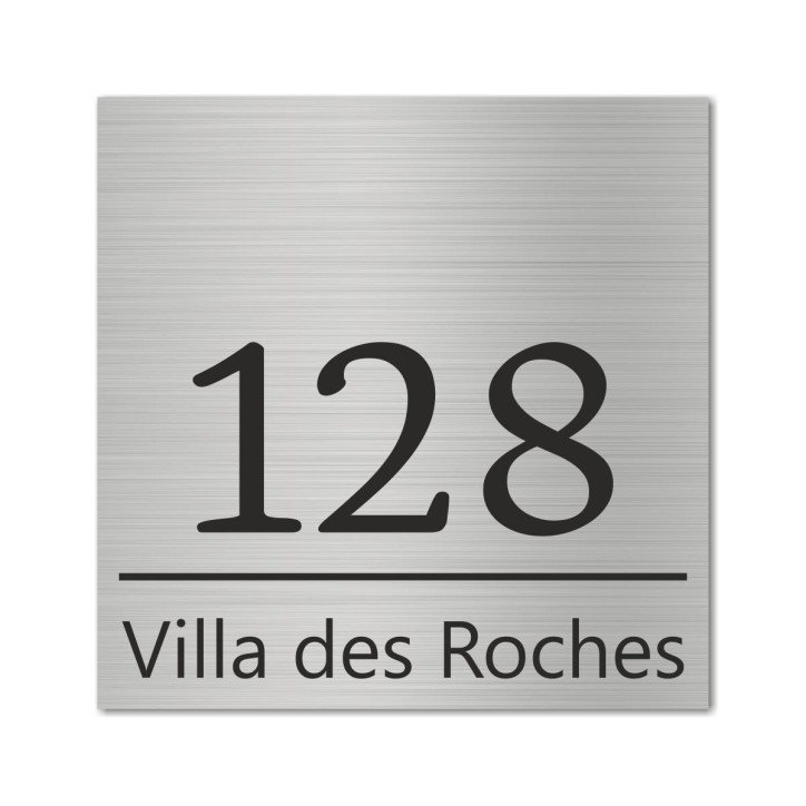 Plaque Numéro Carrée 120x120mm en aluminium brossé Plaque Numéro Carrée 120x120mm en aluminium brossé