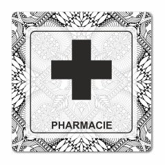 Plaque pharmacie en Chromaluxe brillant