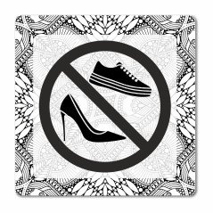 Plaque chaussures interdites en Chromaluxe aluminium