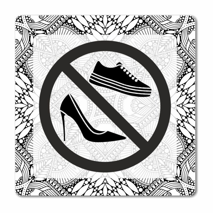 Plaque chaussures interdites en Chromaluxe aluminium