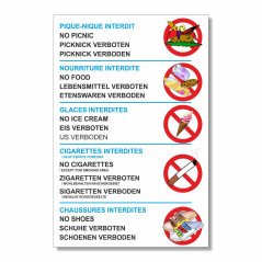 Panneau réglement piscine 6 pictogrammes