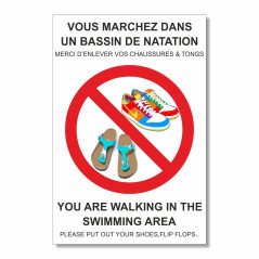 Panneau réglement piscine chaussures interdites