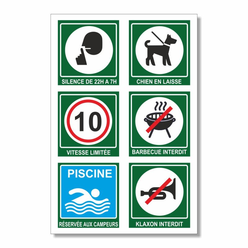 Panneau reglement entrée camping