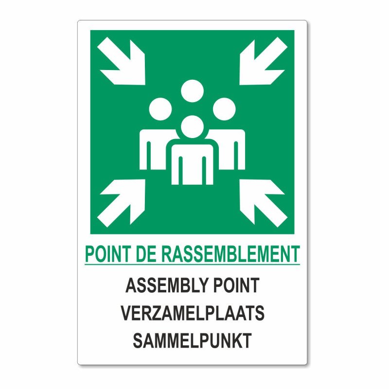 Panneau point de rassemblement en 4 langues