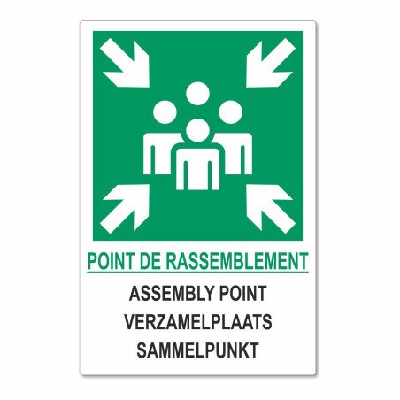 Panneau point de rassemblement en 4 langues