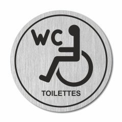 Plaque toilettes handicapés ronde