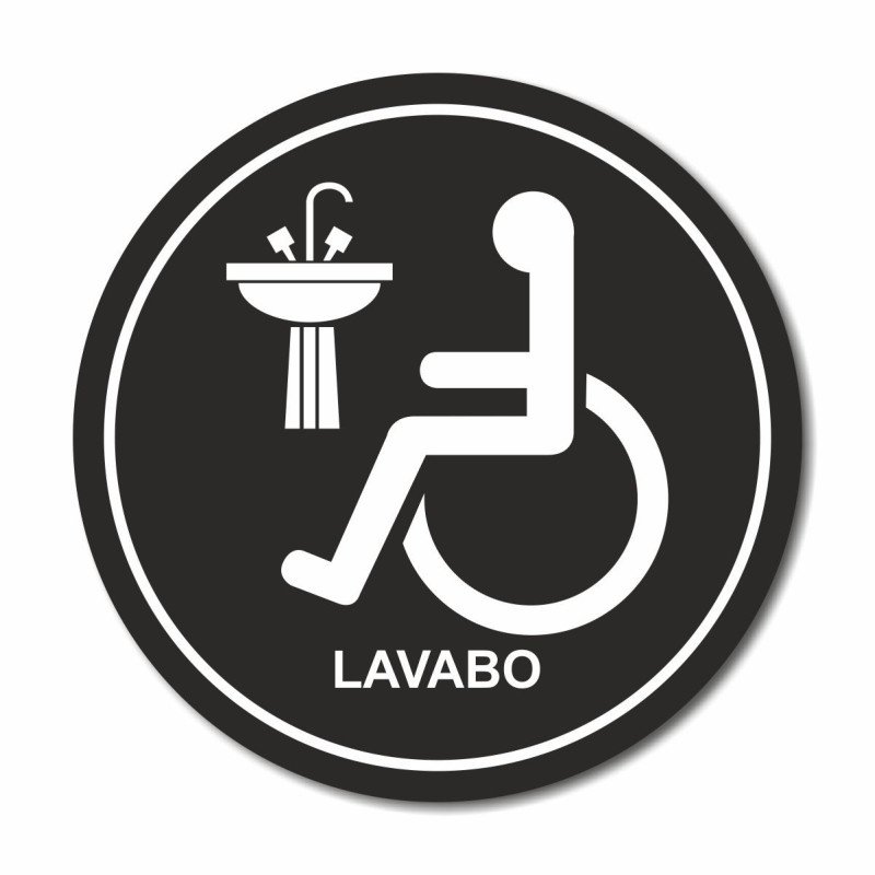 Plaque lavabo handicapés ronde