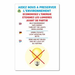 Panneau économisez l'énergie et éteignez les lumières