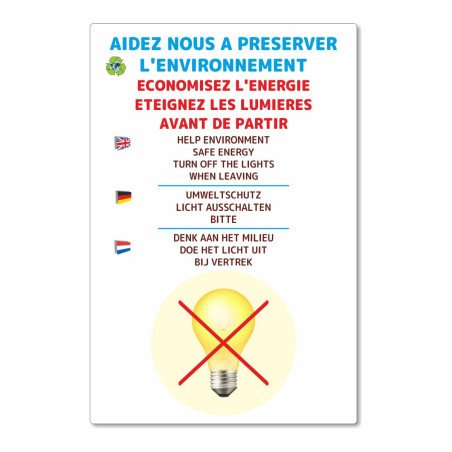 Panneau économisez l'énergie et éteignez les lumières
