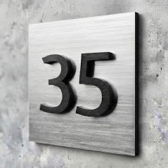 Plaque de Numéro de Porte en Dibond Brossé et Chiffres Relief 3D