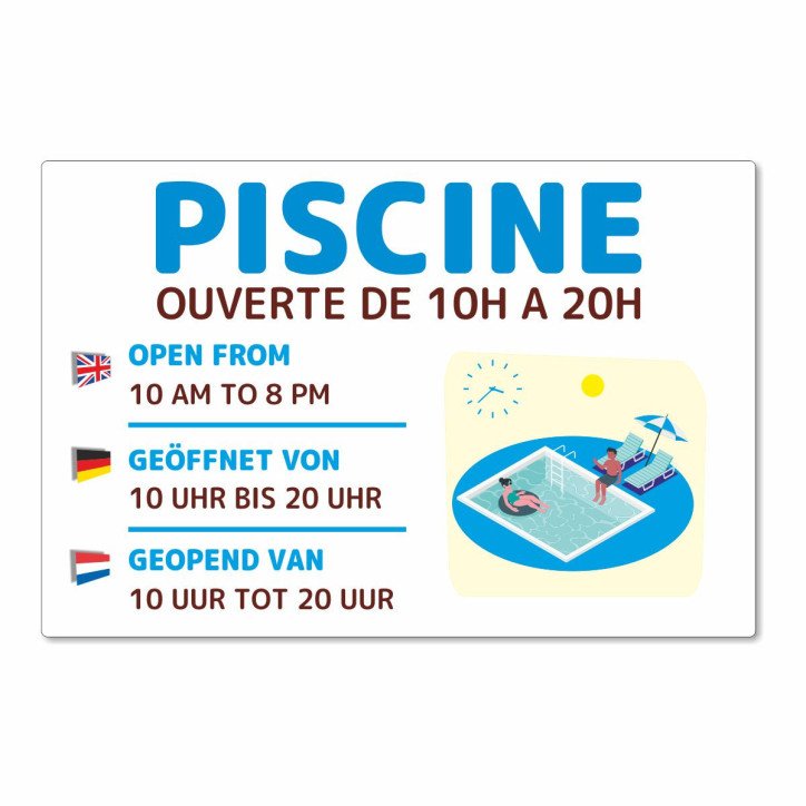 Panneau horaires piscine Panneau horaires piscine