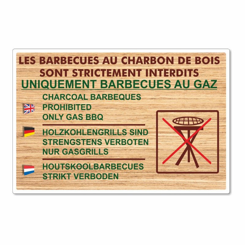 Panneau barbecue charbon interdits
