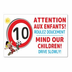 Panneau attention aux enfants - roulez doucement