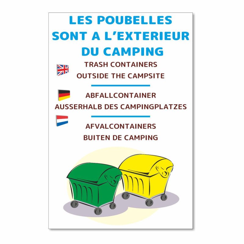 Panneau les poubelles sont à l'extérieur du camping en aluminium composite