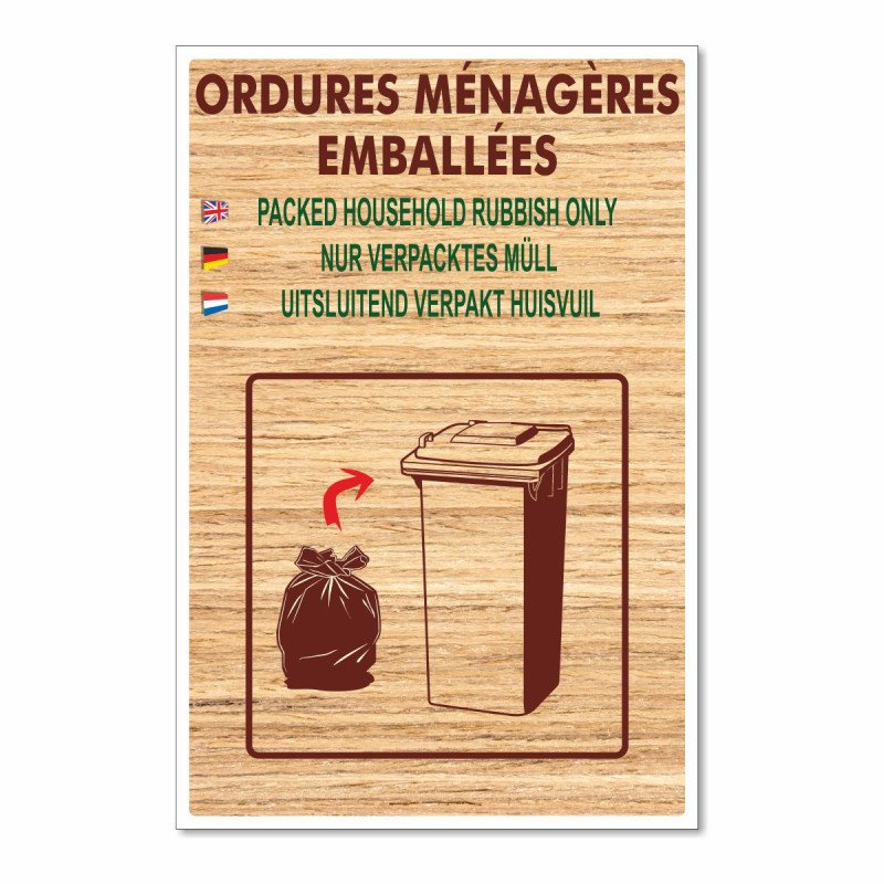 Panneau ordures ménagères emballées