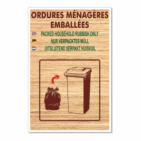 Panneau ordures ménagères emballées