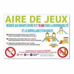 Panneau aire de jeux  en 4 langues sur mesure en aluminium composite