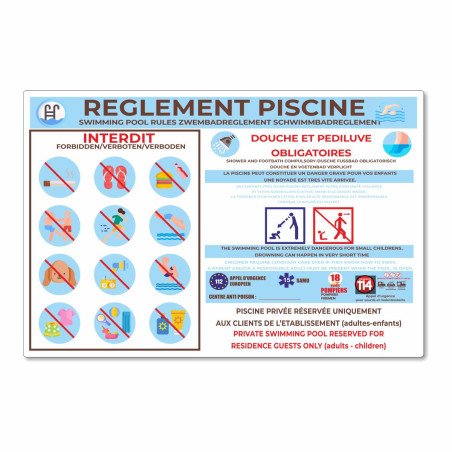 Pancarte piscine réglement